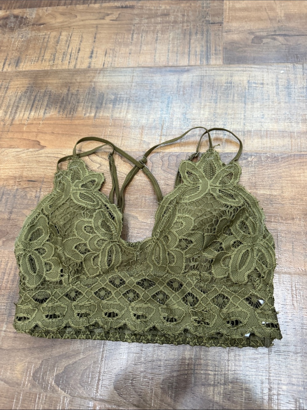 Anemone Olive Green Lace Bralette Top